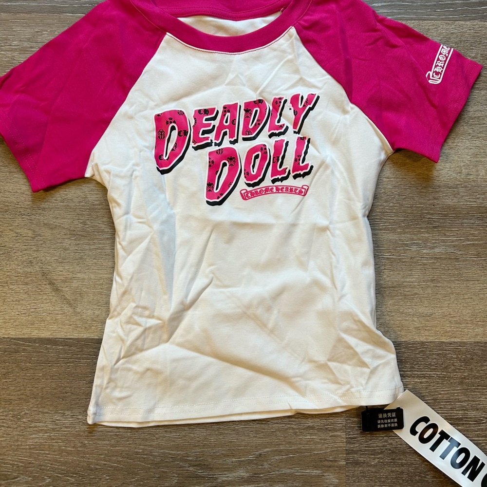 Chrome White and Pink Deadly Doll Tee ML